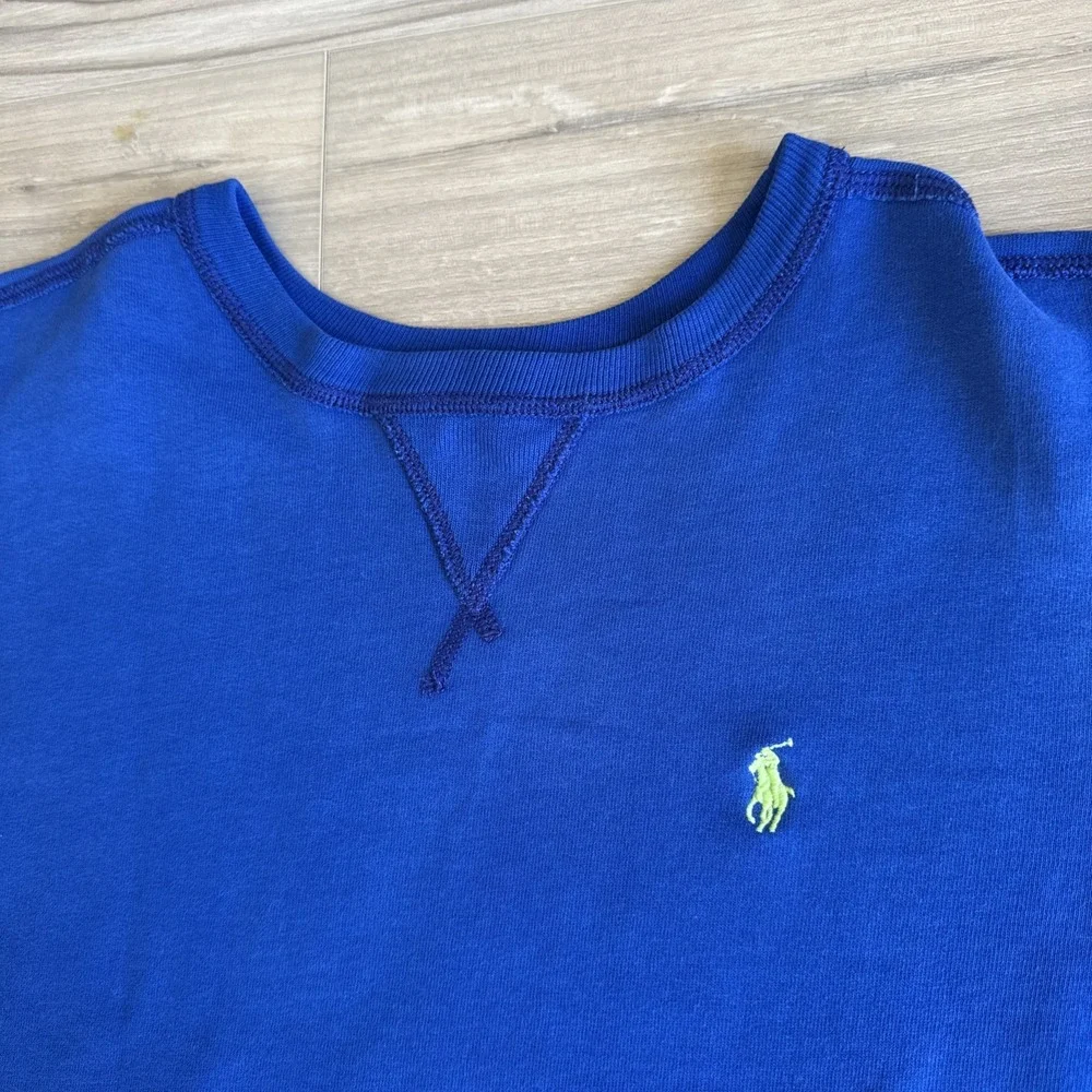 Polo‎ Ralph Lauren Sweatshirt Youth Kids M / Women's XS Blue Crewneck Pullover